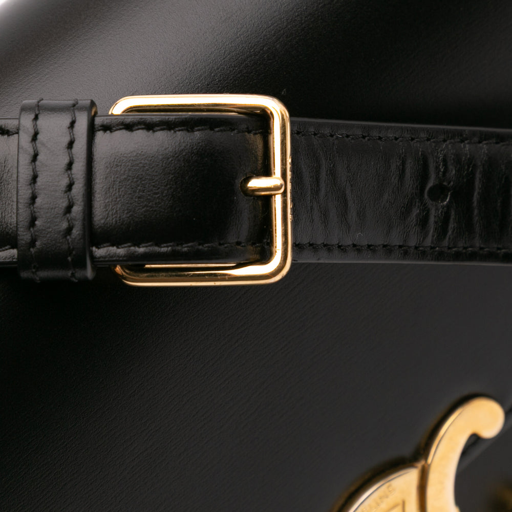 Large Shiny Calfskin Triomphe Crossbody Black - Gaby Paris