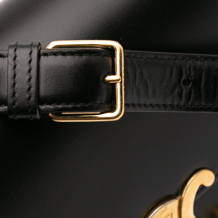 Large Shiny Calfskin Triomphe Crossbody Black - Gaby Paris