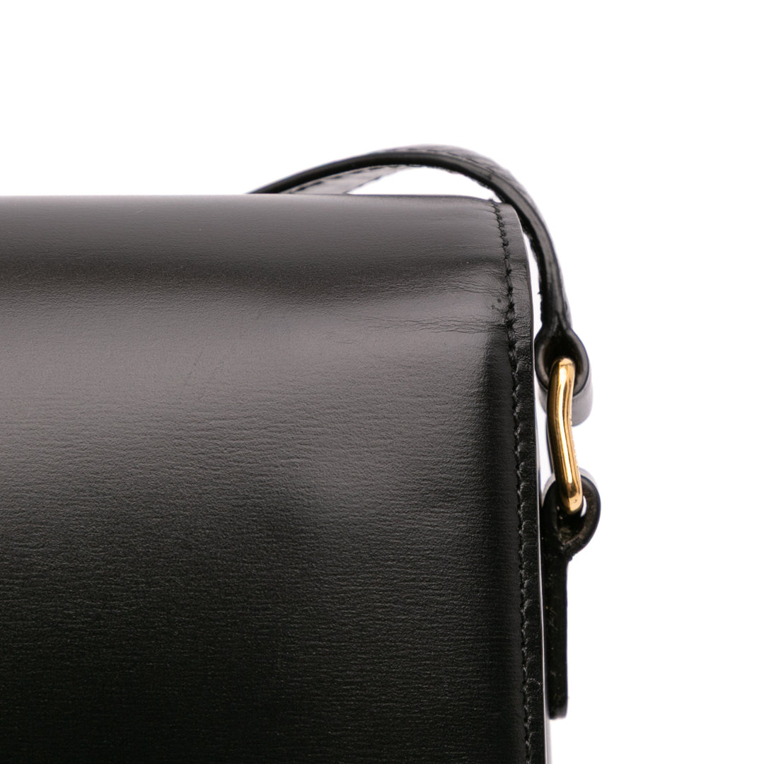 Large Shiny Calfskin Triomphe Crossbody Black - Gaby Paris