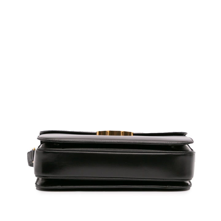 Large Shiny Calfskin Triomphe Crossbody Black - Gaby Paris