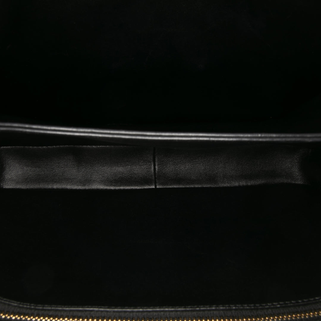 Large Shiny Calfskin Triomphe Crossbody Black - Gaby Paris