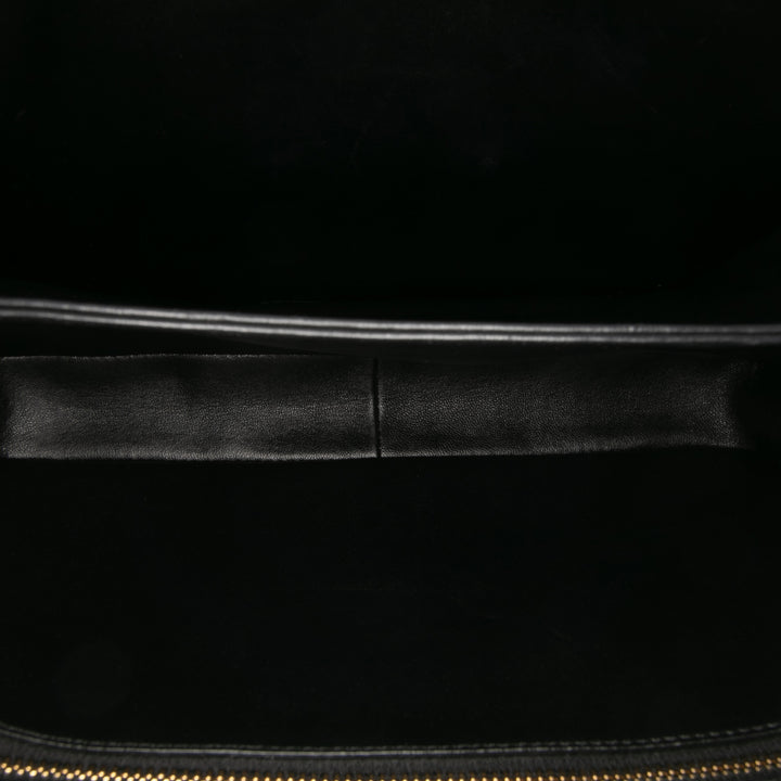 Large Shiny Calfskin Triomphe Crossbody Black - Gaby Paris