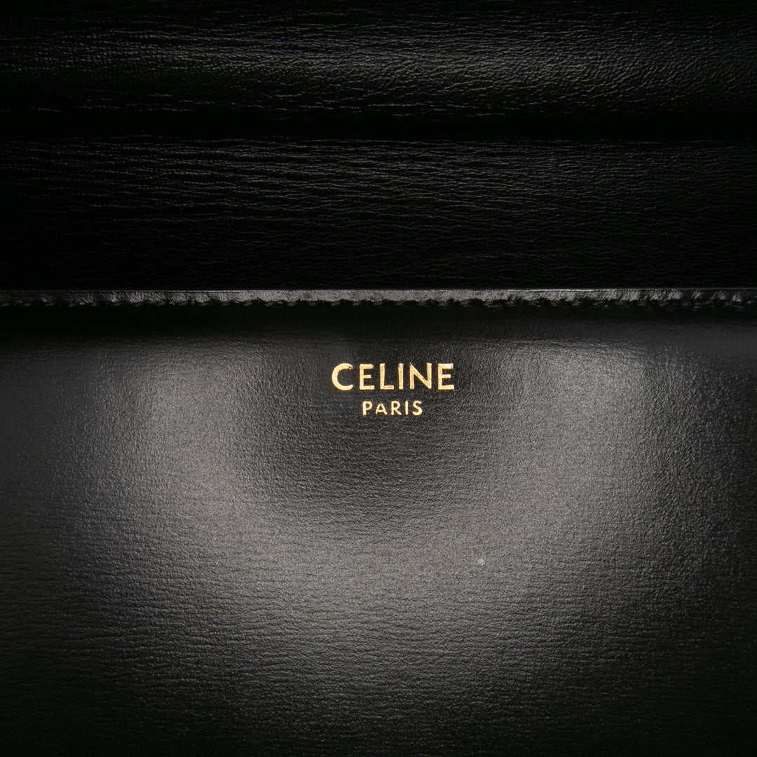 Large Shiny Calfskin Triomphe Crossbody Black - Gaby Paris