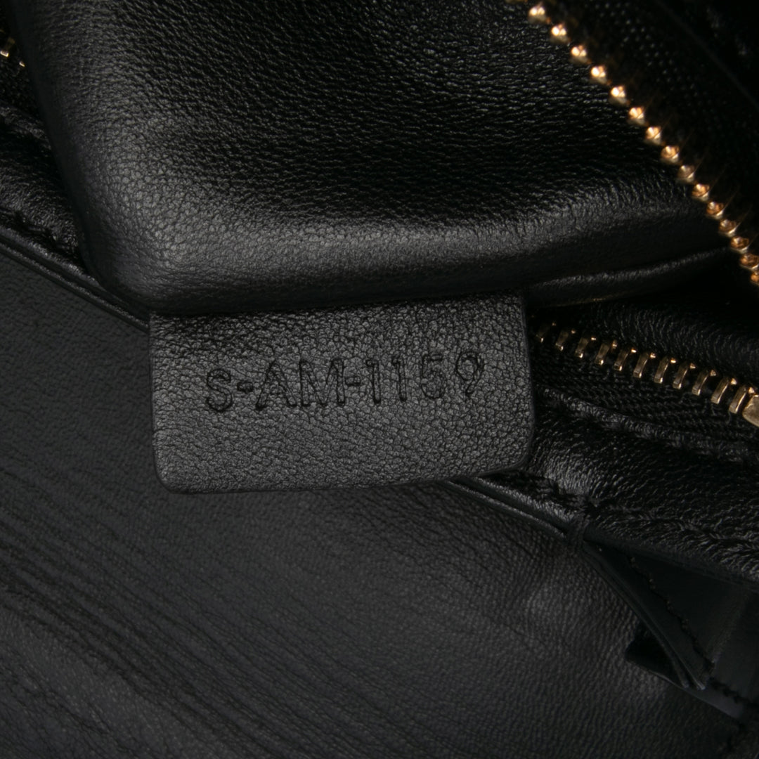 Large Shiny Calfskin Triomphe Crossbody Black - Gaby Paris