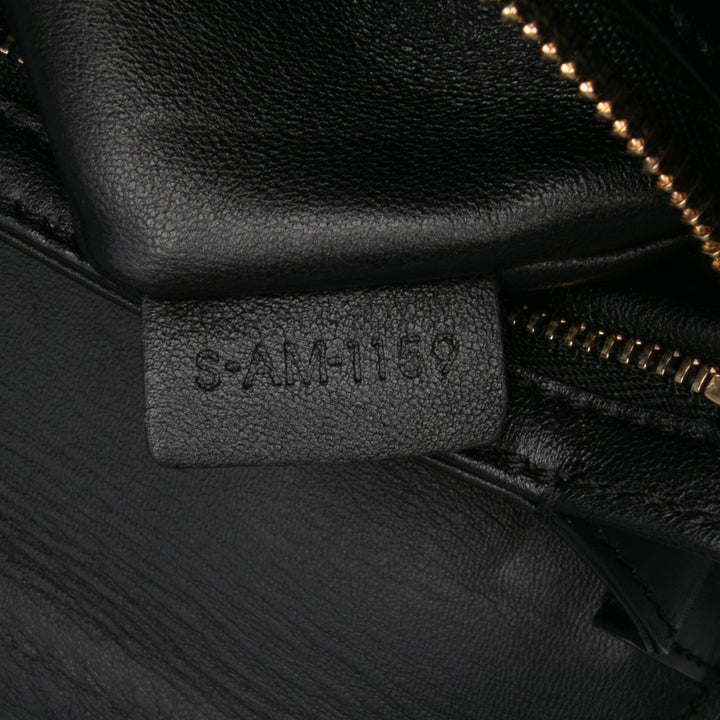 Large Shiny Calfskin Triomphe Crossbody Black - Gaby Paris