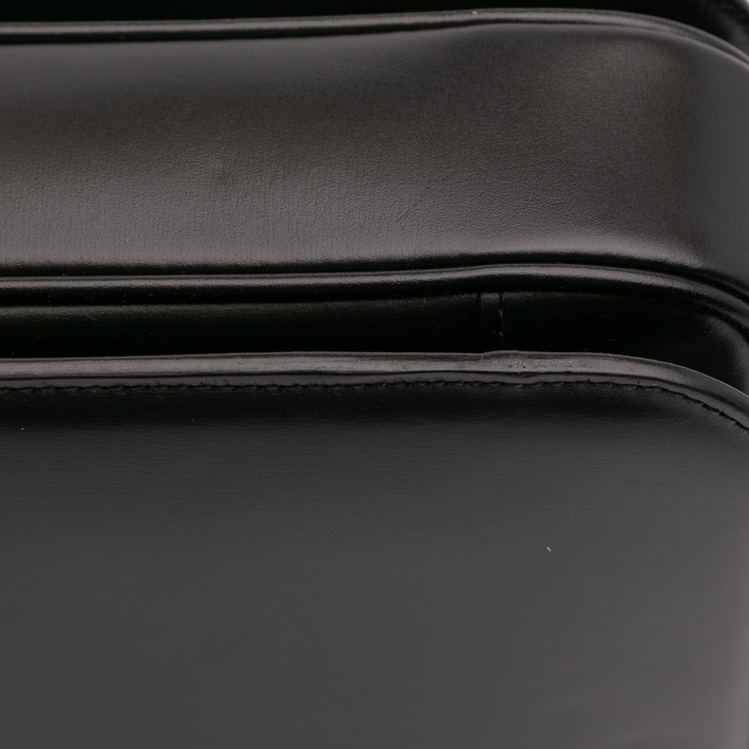 Large Shiny Calfskin Triomphe Crossbody Black - Gaby Paris