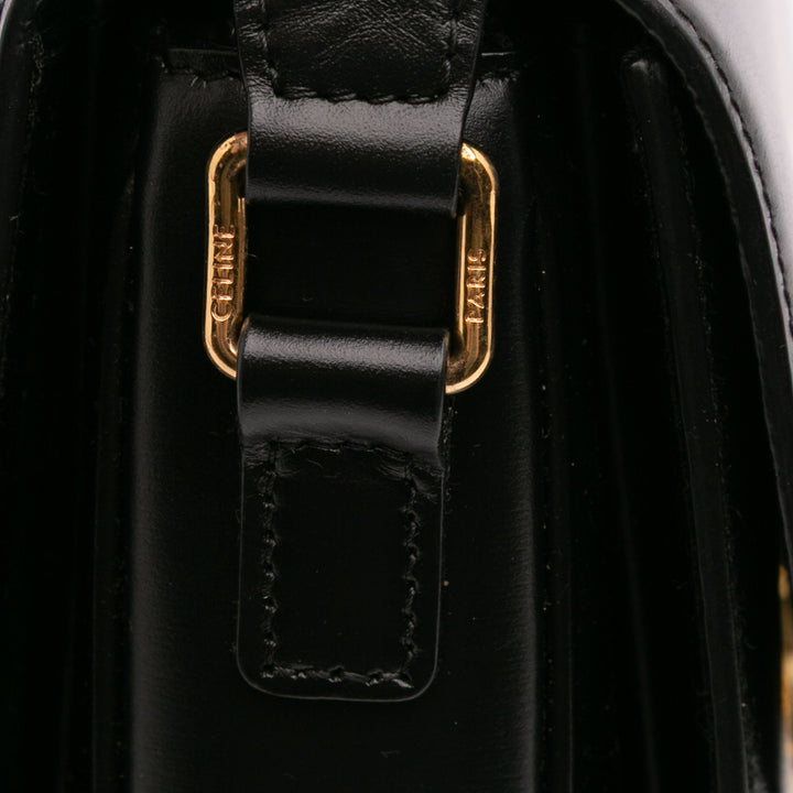 Large Shiny Calfskin Triomphe Crossbody Black - Gaby Paris