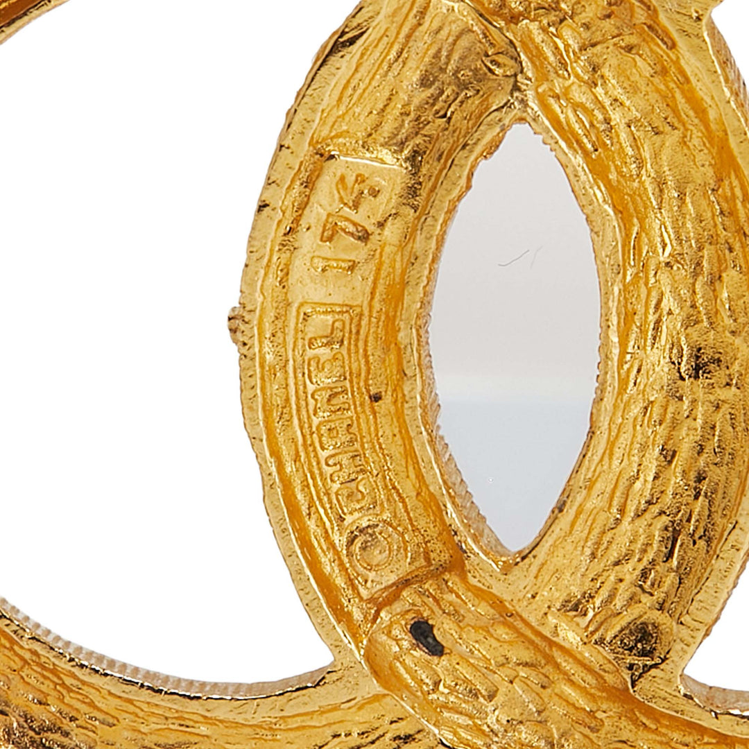 Chanel Doré Plated CC Rhinestone Broche Doré