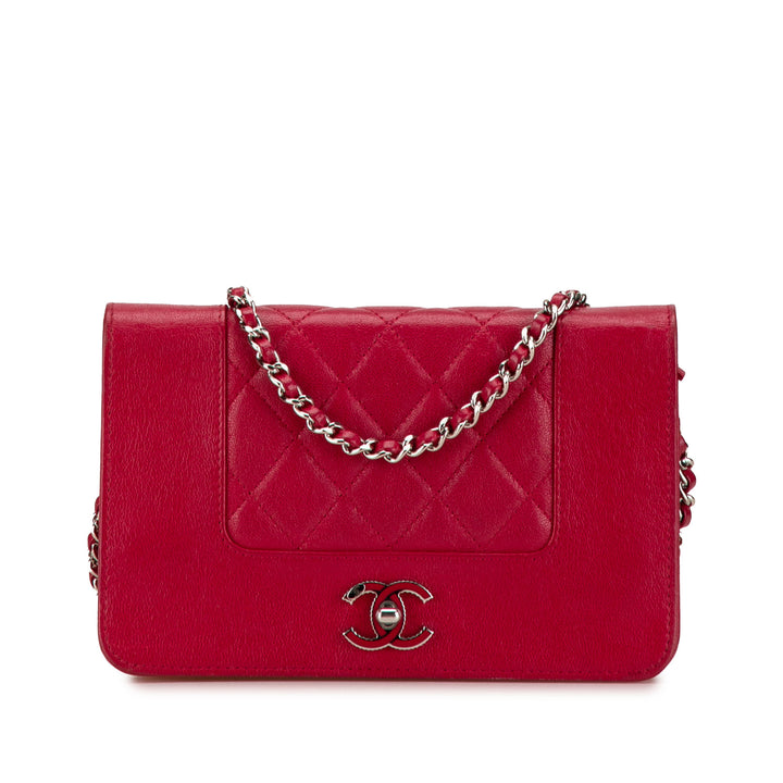 Quilted Lambskin Mademoiselle Vintage Wallet on Chain Pink - Gaby Paris