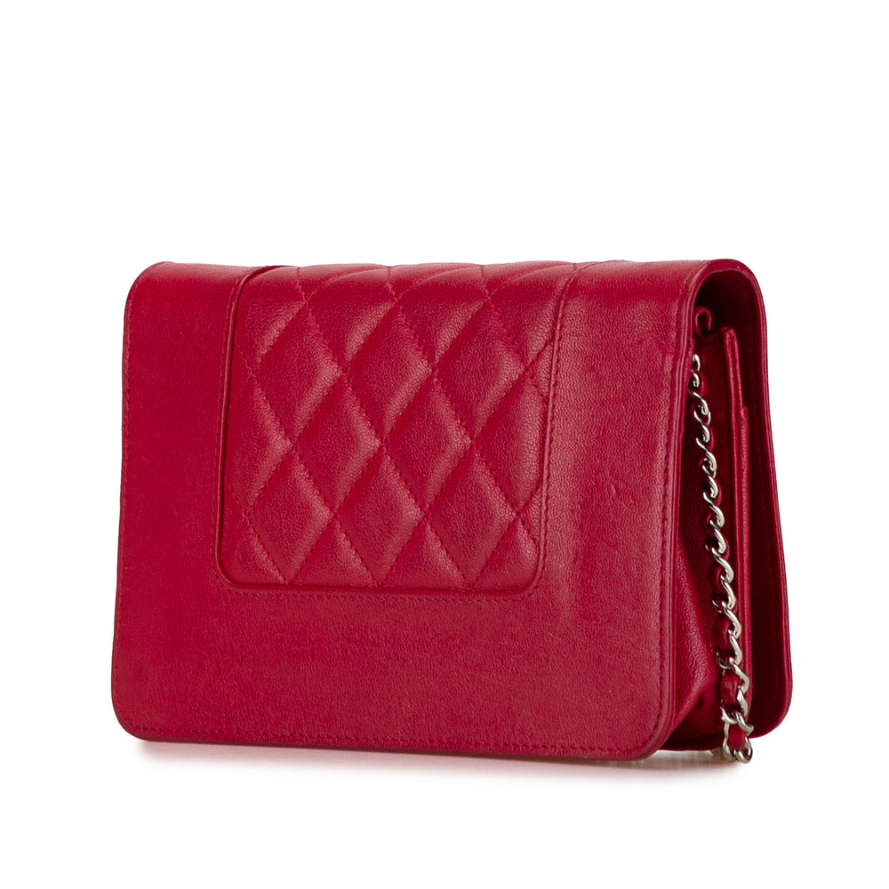 Quilted Lambskin Mademoiselle Vintage Wallet on Chain Pink - Gaby Paris