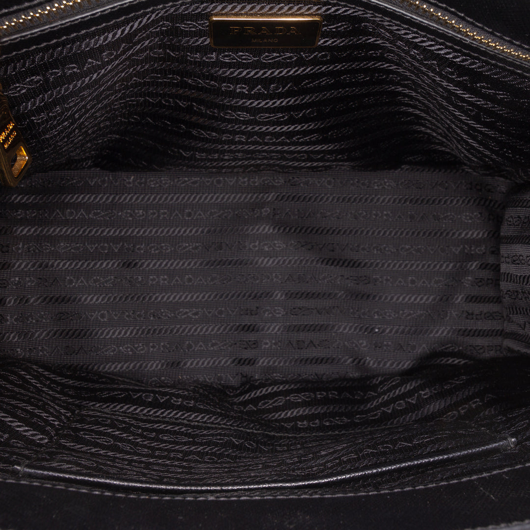 Prada Lux Galleria Double Zippé Sac Petit Saffiano Noir – vue 4 – GABY PARIS