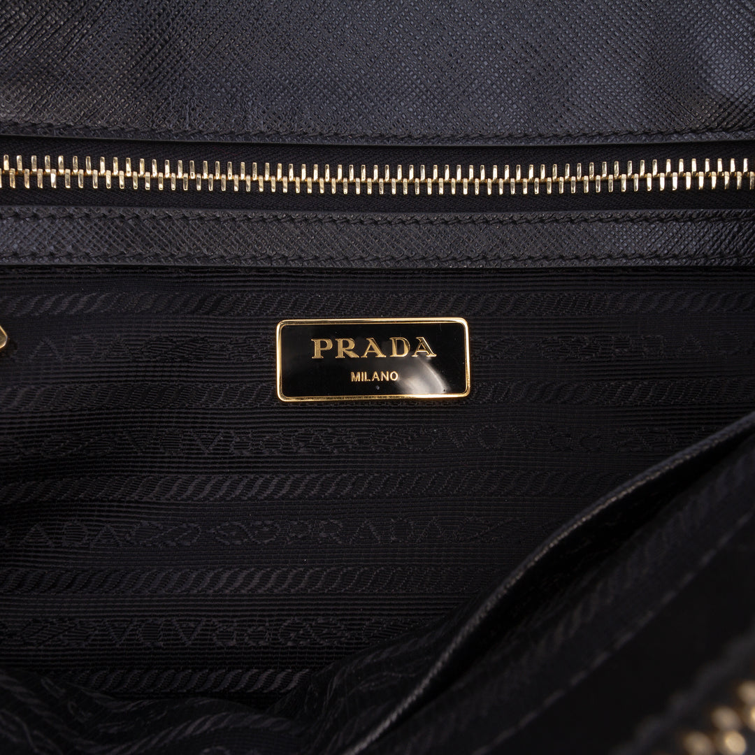 Prada Lux Galleria Double Zippé Sac Petit Saffiano Noir – vue 5 – GABY PARIS