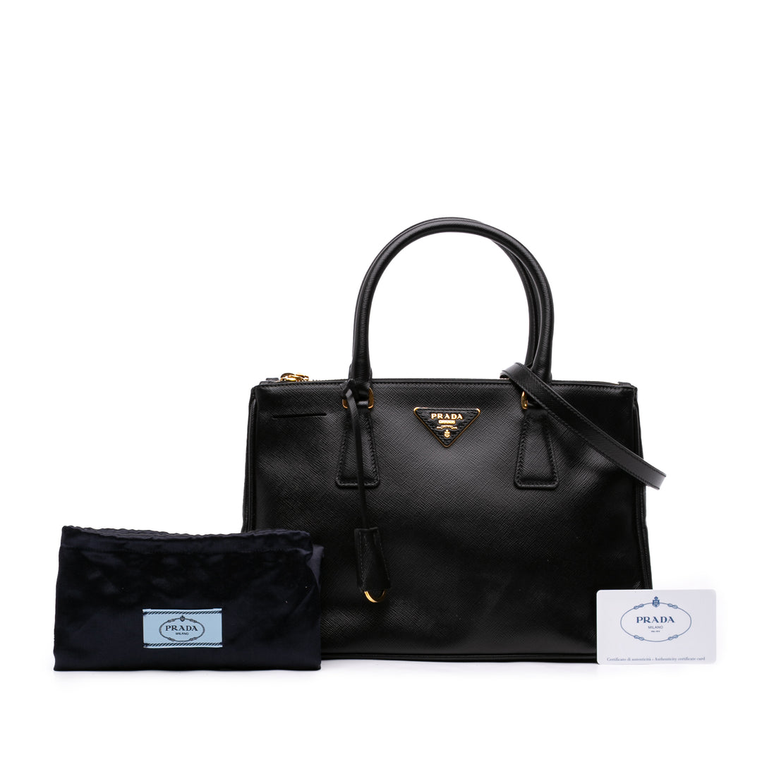 Prada Lux Galleria Double Zippé Sac Petit Saffiano Noir – vue 7 – GABY PARIS
