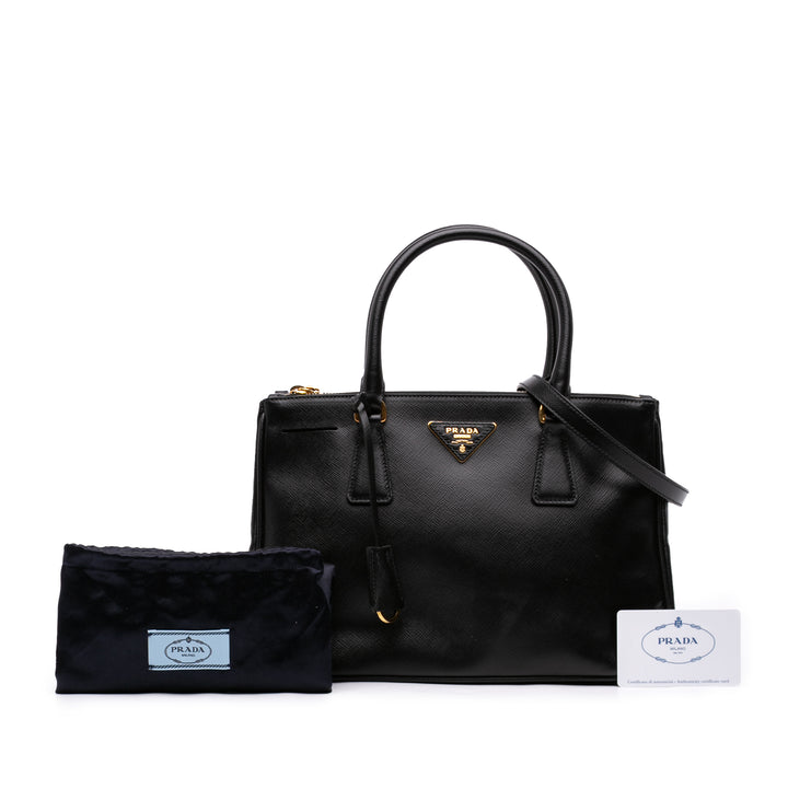 Prada Lux Galleria Double Zippé Sac Petit Saffiano Noir – vue 7 – GABY PARIS