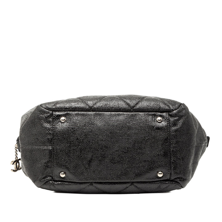 Chanel Matelassé Coated Toile Paris Biarritz Bowler Sac