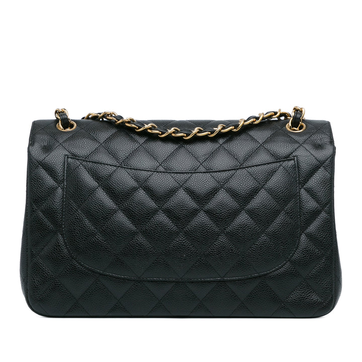 Jumbo Classic Caviar Double Flap Black - Gaby Paris