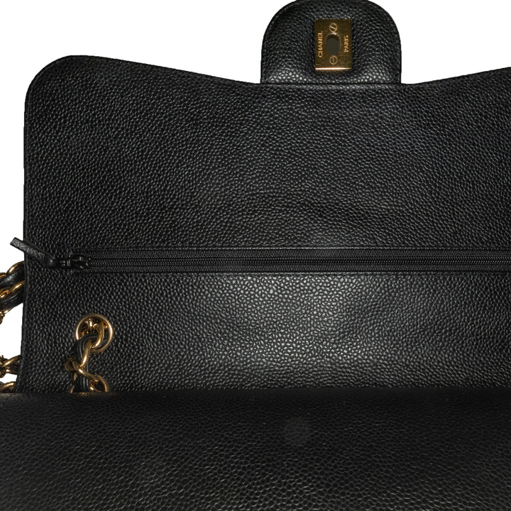 Jumbo Classic Caviar Double Flap Black - Gaby Paris