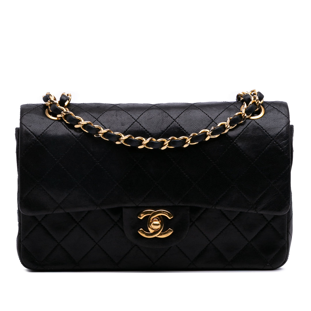 Small Classic Lambskin Double Flap Black - Gaby Paris