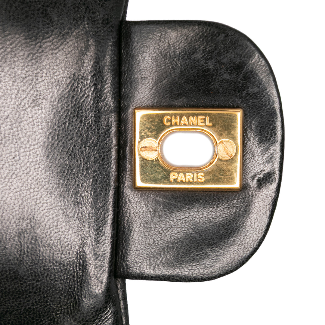 Small Classic Lambskin Double Flap Black - Gaby Paris