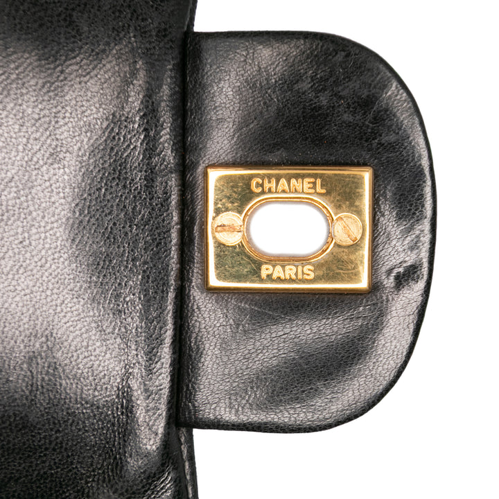 Small Classic Lambskin Double Flap Black - Gaby Paris