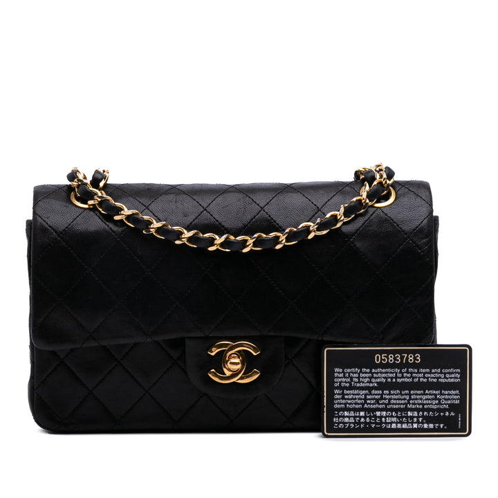 Small Classic Lambskin Double Flap Black - Gaby Paris