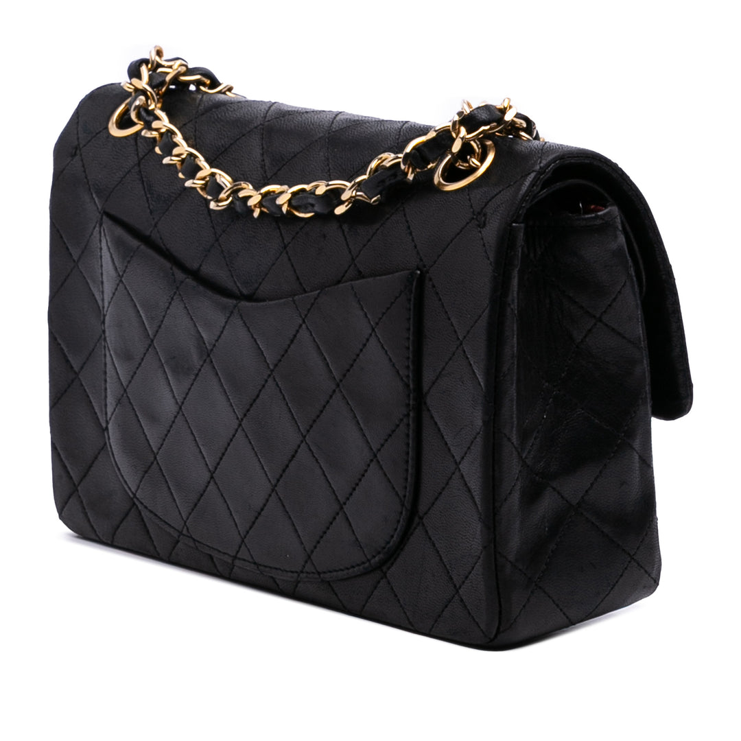 Small Classic Lambskin Double Flap Black - Gaby Paris