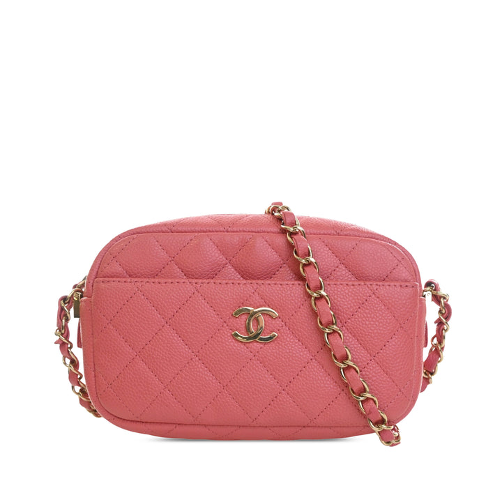 CC Matelassé Sac caméra Petit Cuir caviar Rose