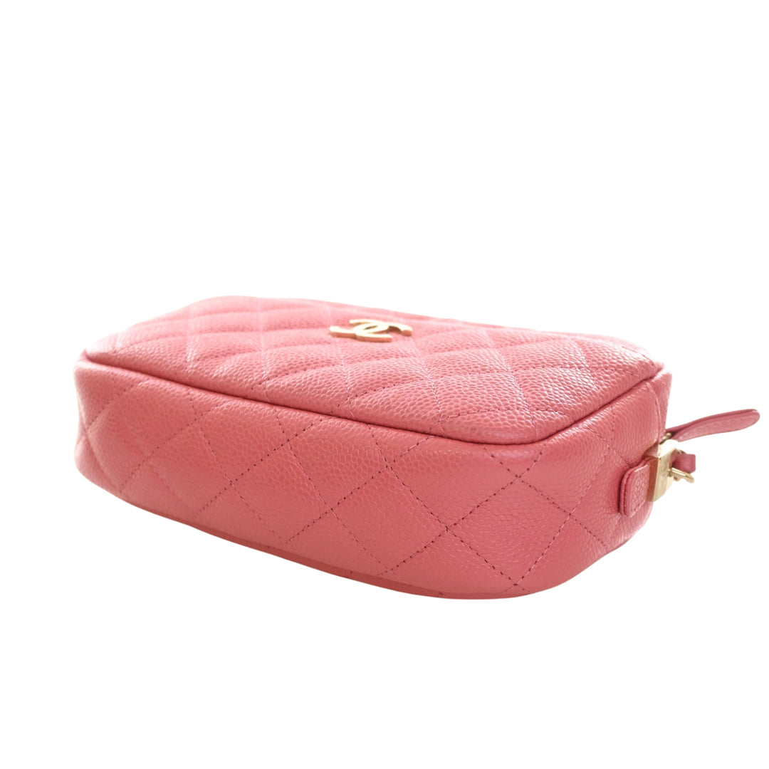 CC Matelassé Sac caméra Petit Cuir caviar Rose