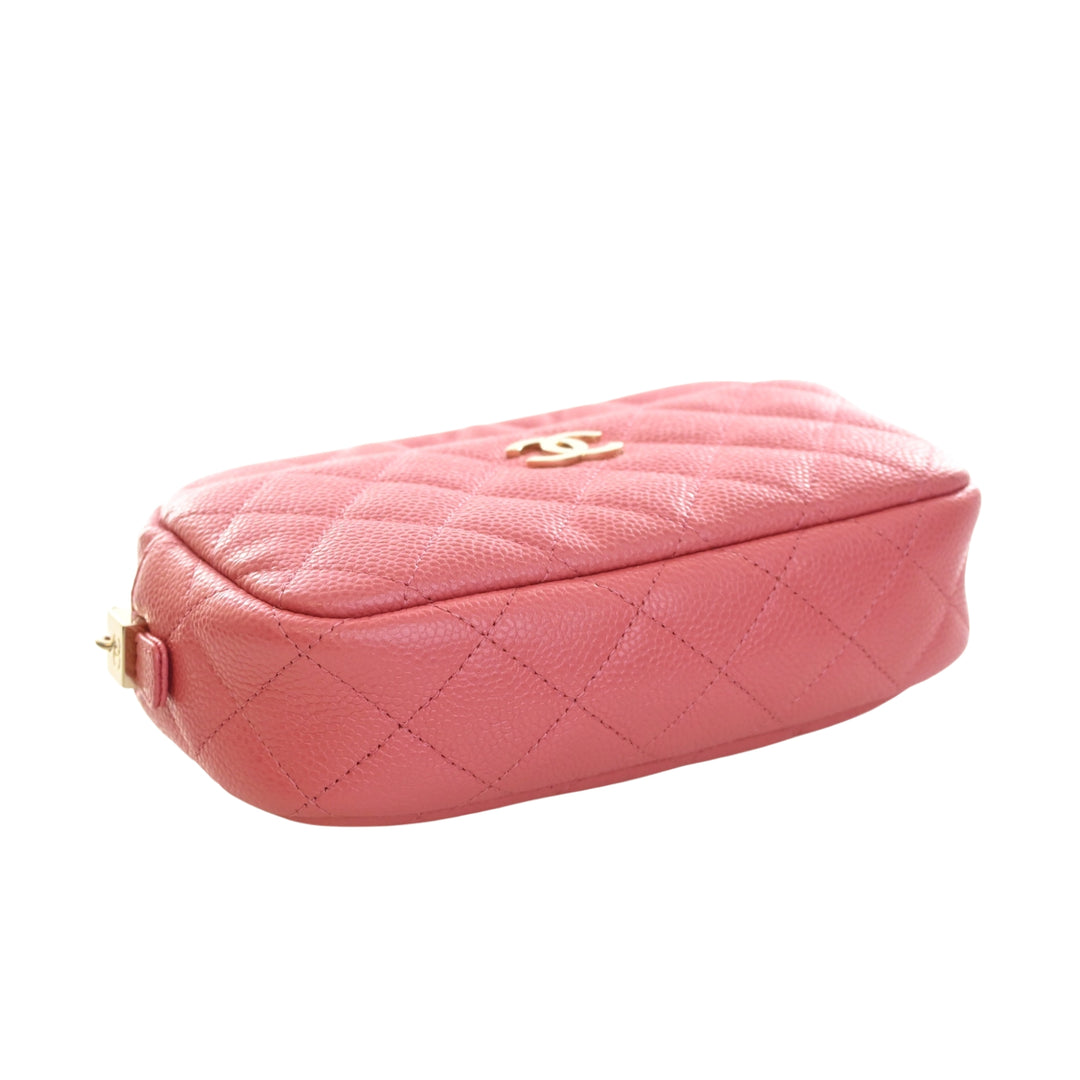 CC Matelassé Sac caméra Petit Cuir caviar Rose