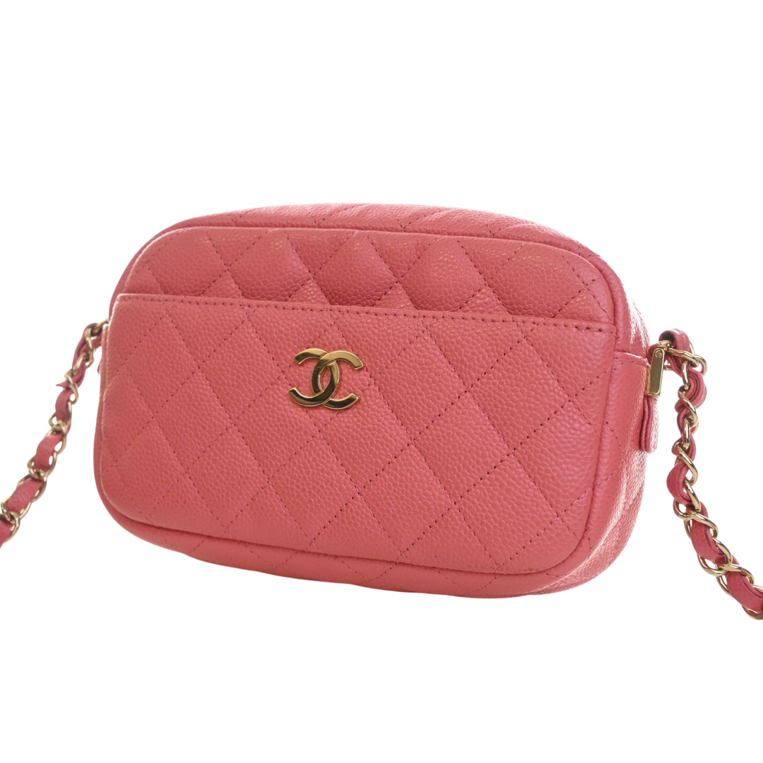 CC Matelassé Sac caméra Petit Cuir caviar Rose