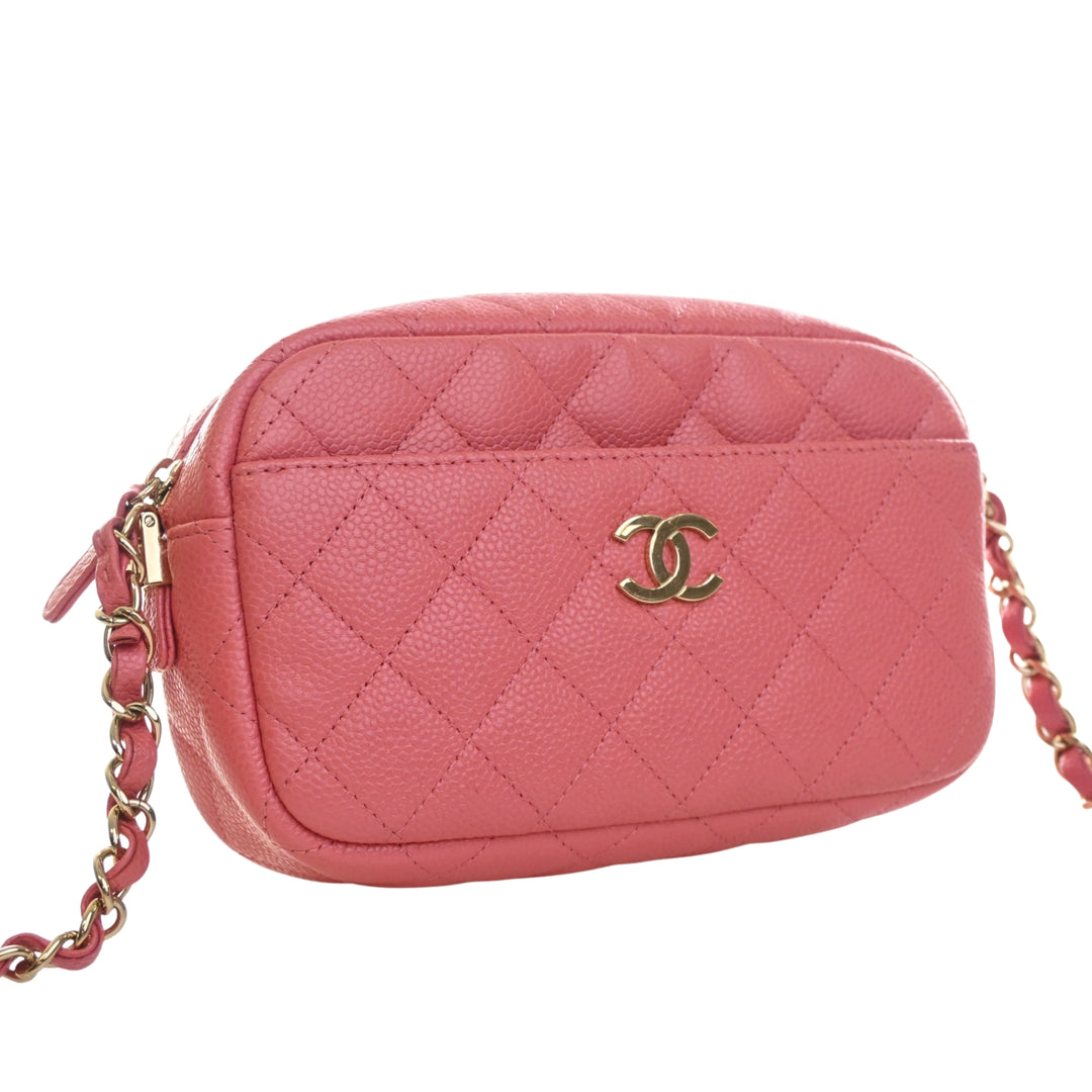 CC Matelassé Sac caméra Petit Cuir caviar Rose