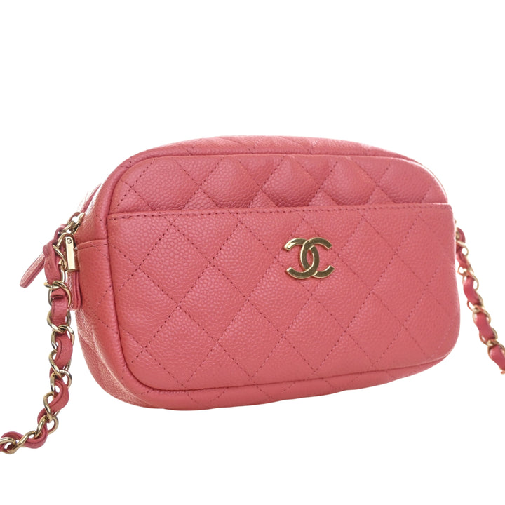 CC Matelassé Sac caméra Petit Cuir caviar Rose