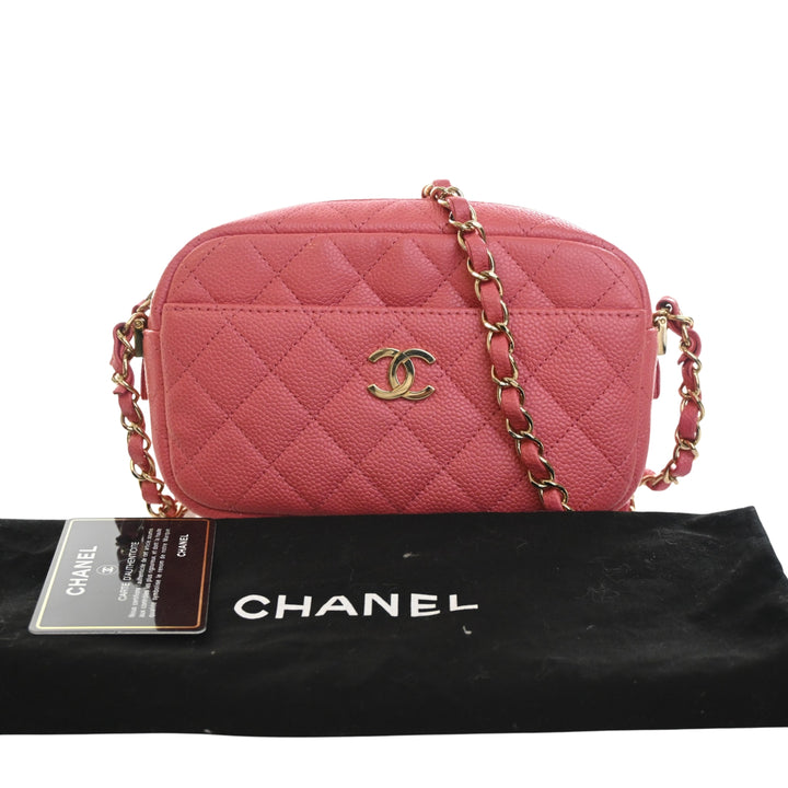 CC Matelassé Sac caméra Petit Cuir caviar Rose