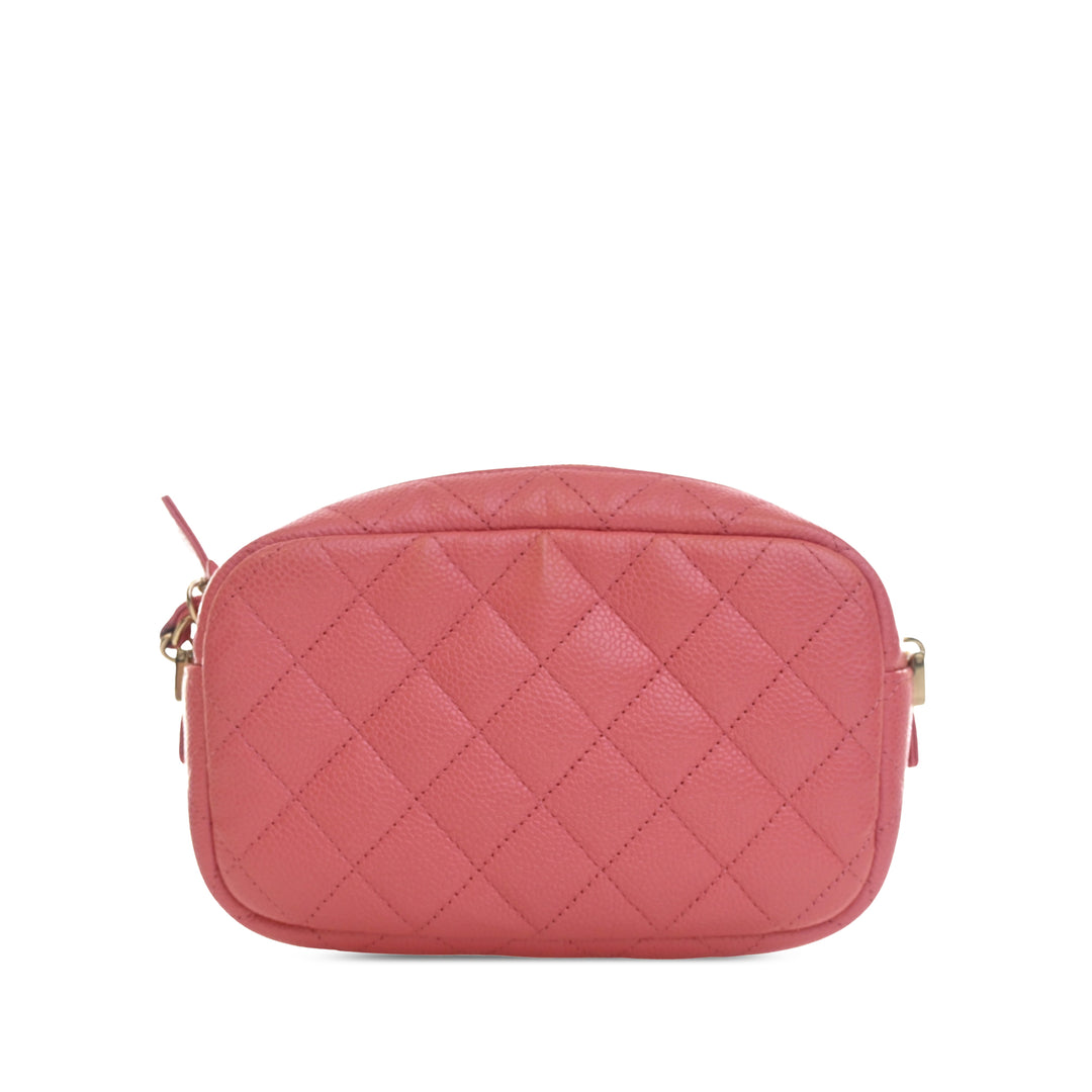 CC Matelassé Sac caméra Petit Cuir caviar Rose