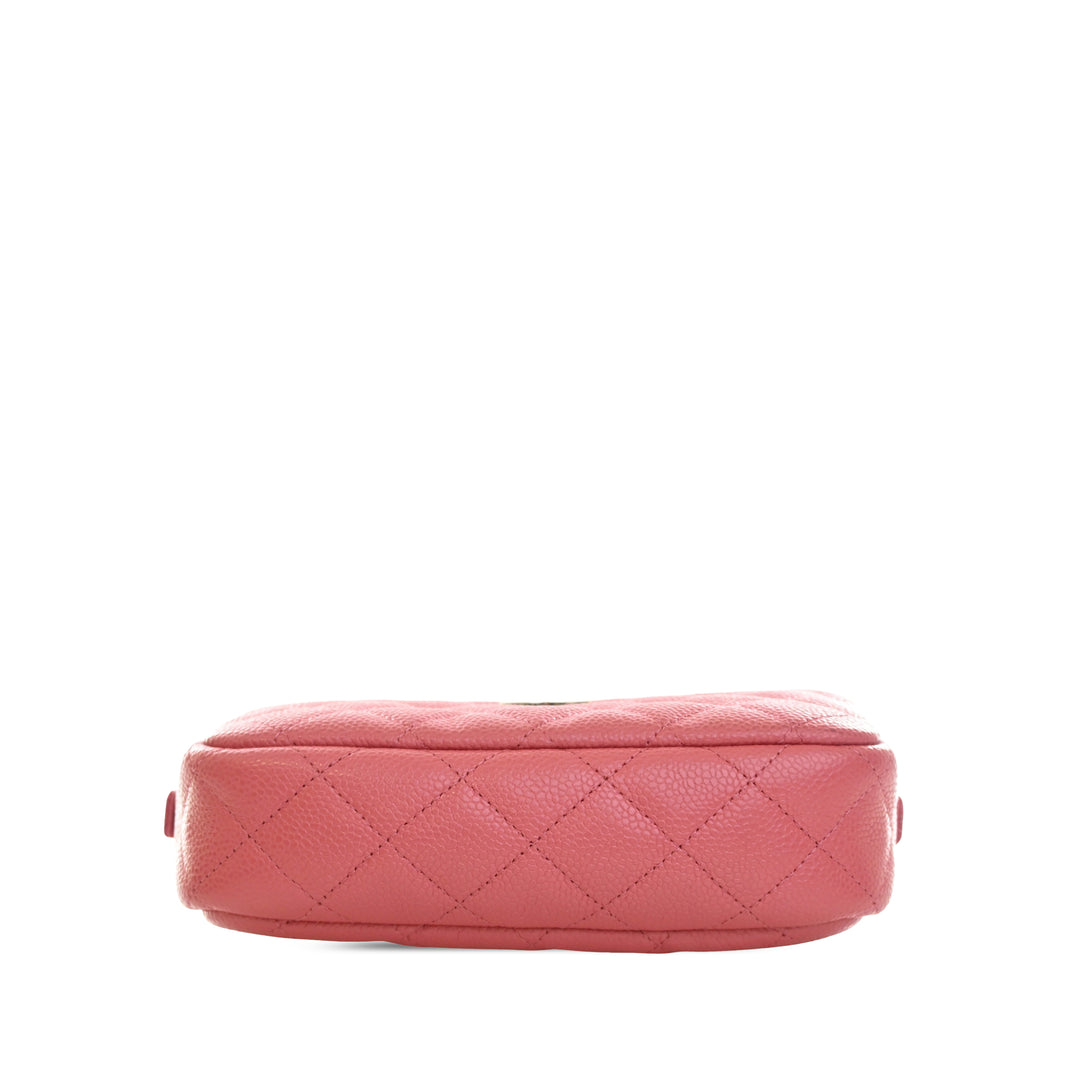 CC Matelassé Sac caméra Petit Cuir caviar Rose