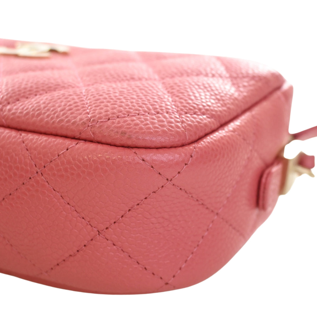 CC Matelassé Sac caméra Petit Cuir caviar Rose