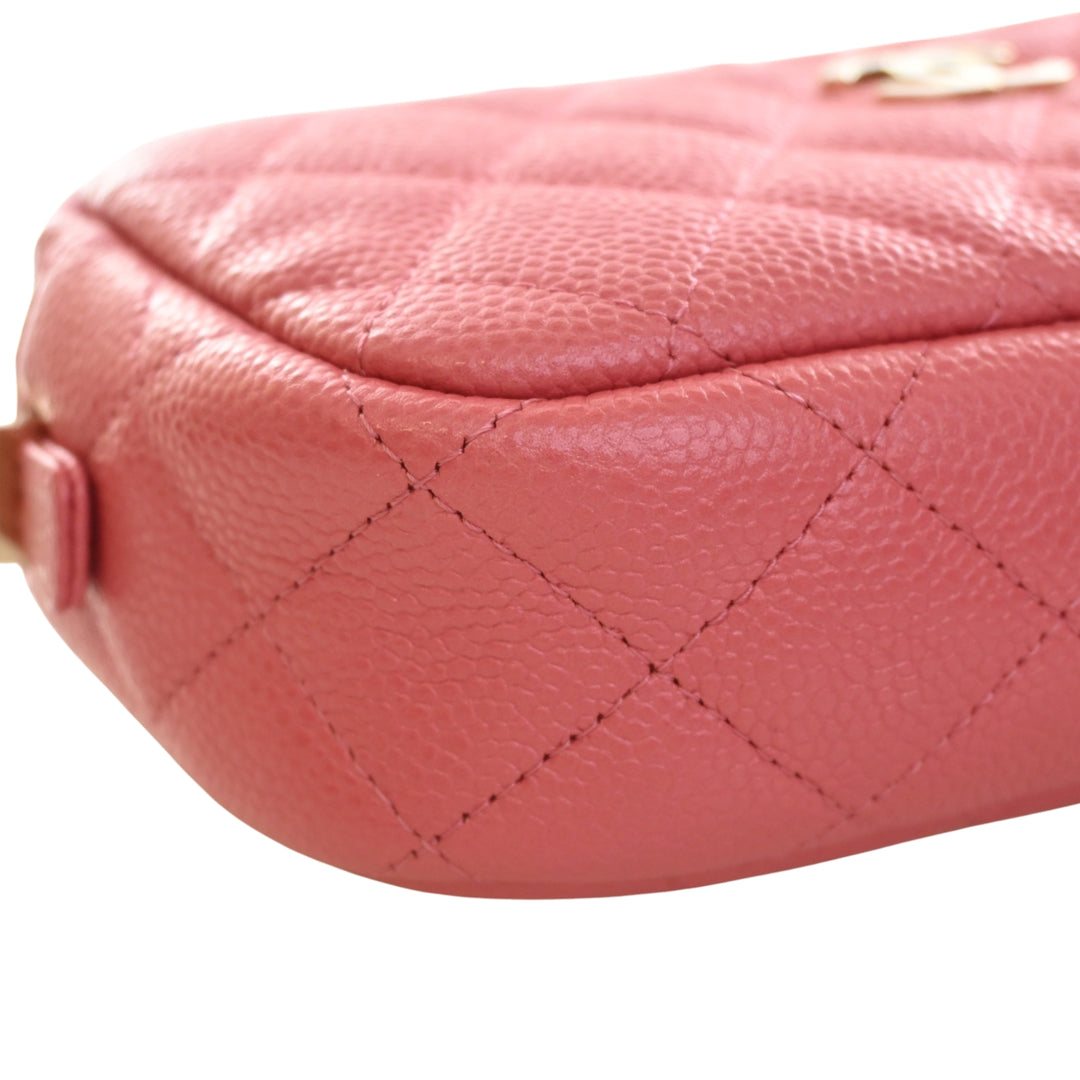 CC Matelassé Sac caméra Petit Cuir caviar Rose