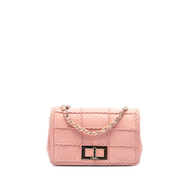 Surpiqué Chocolate Bar Irisé Reissue 2.55 à rabat Mini Cuir d'agneau Rose
