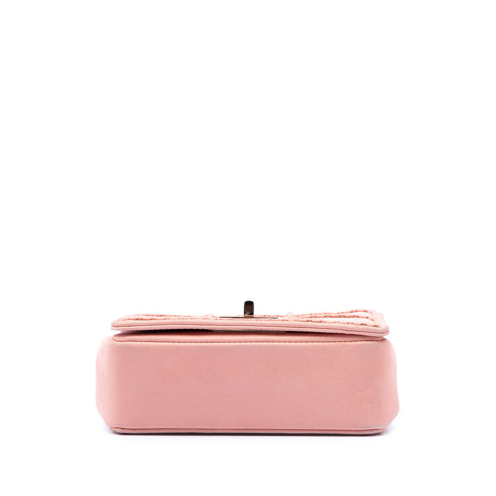 Surpiqué Chocolate Bar Irisé Reissue 2.55 à rabat Mini Cuir d'agneau Rose