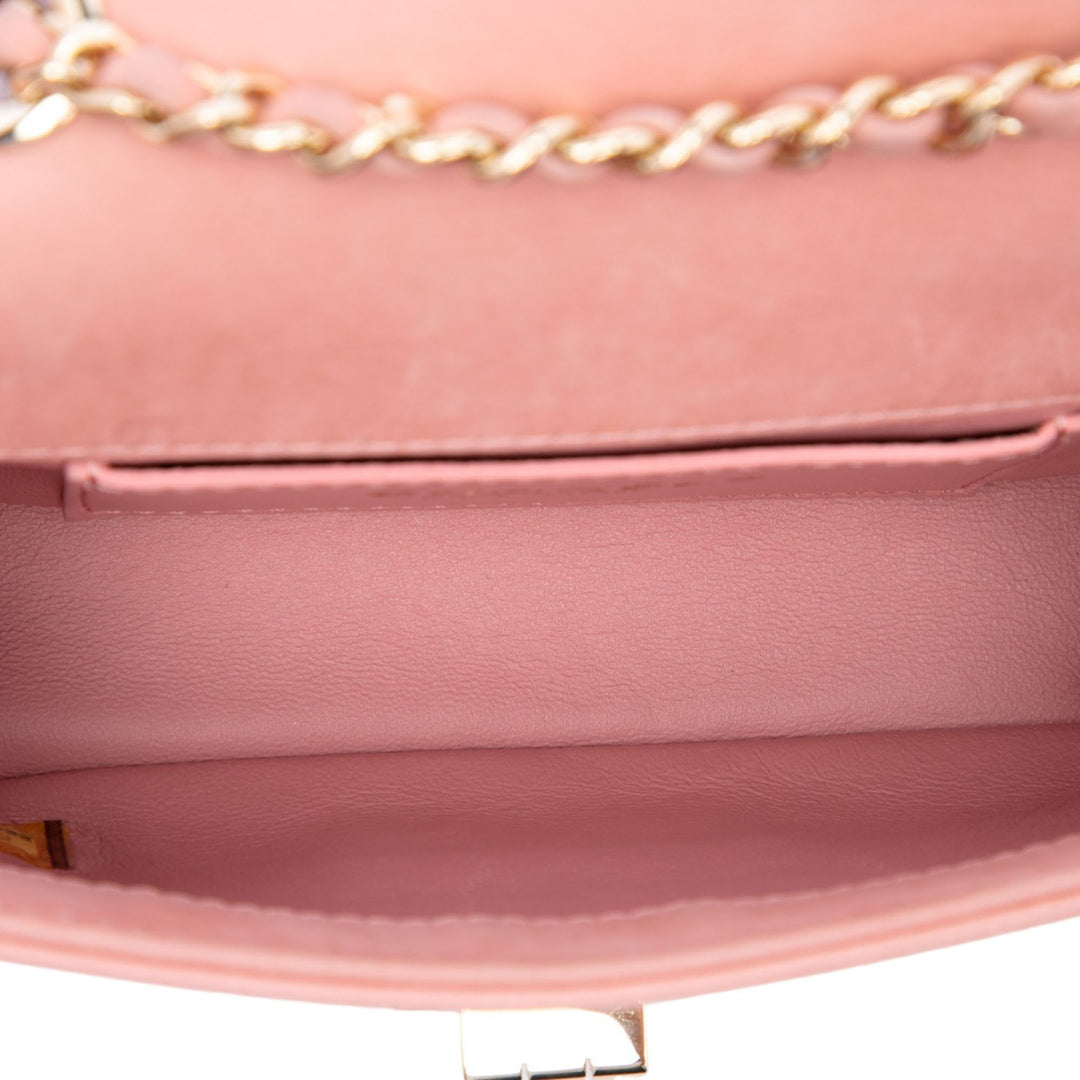 Surpiqué Chocolate Bar Irisé Reissue 2.55 à rabat Mini Cuir d'agneau Rose