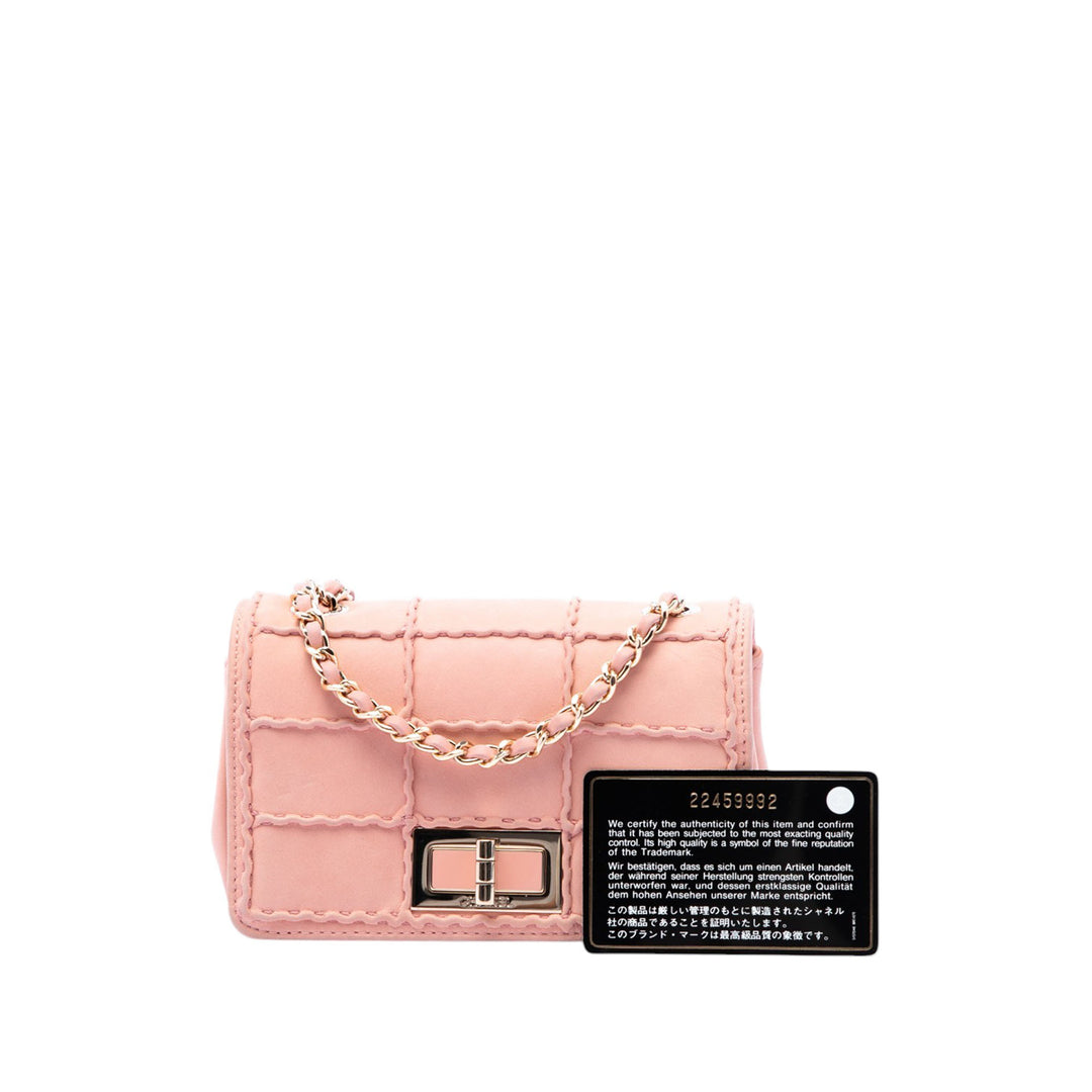 Surpiqué Chocolate Bar Irisé Reissue 2.55 à rabat Mini Cuir d'agneau Rose