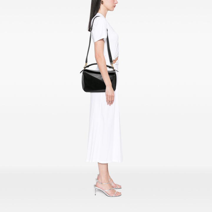 LOEWE Medium Cuir de veau and Daim Puzzle Sac cartable Noir