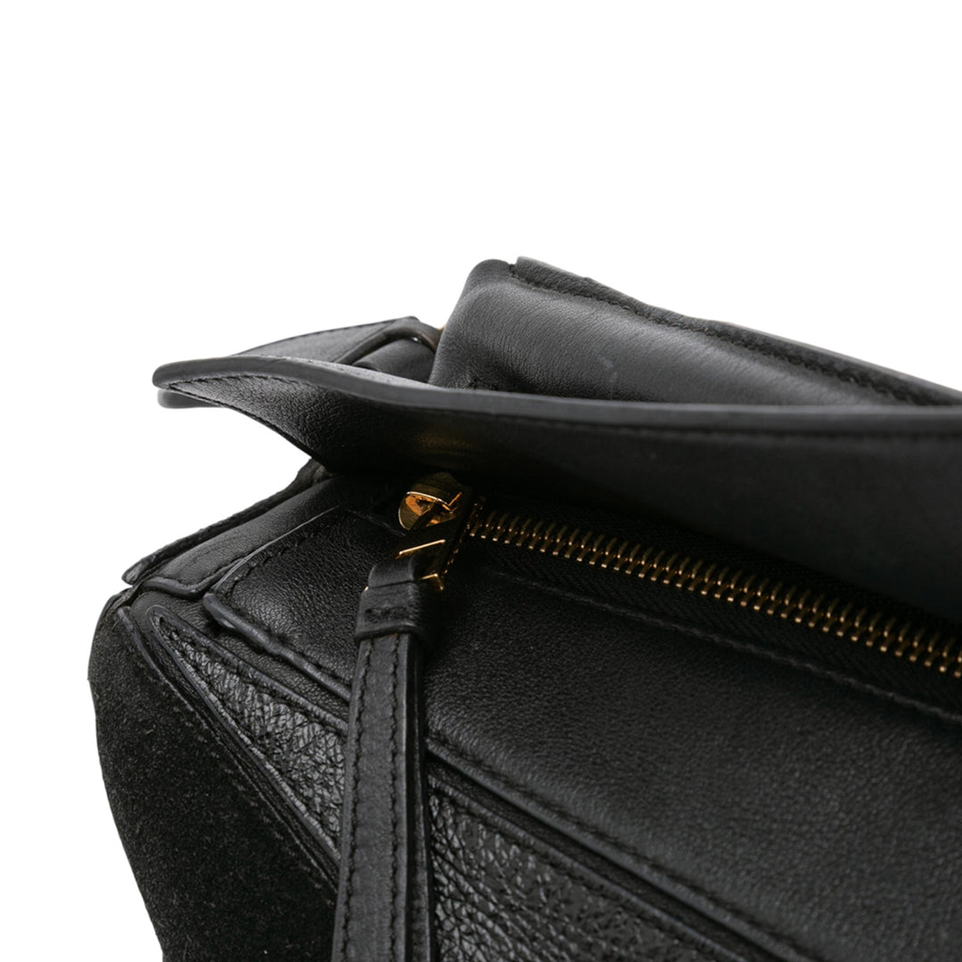 LOEWE Medium Cuir de veau and Daim Puzzle Sac cartable Noir