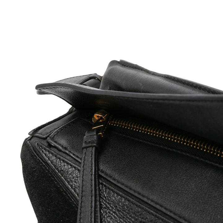 LOEWE Medium Cuir de veau and Daim Puzzle Sac cartable Noir