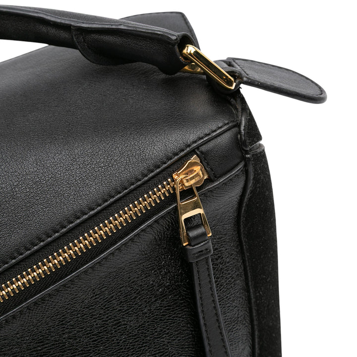 LOEWE Medium Cuir de veau and Daim Puzzle Sac cartable Noir