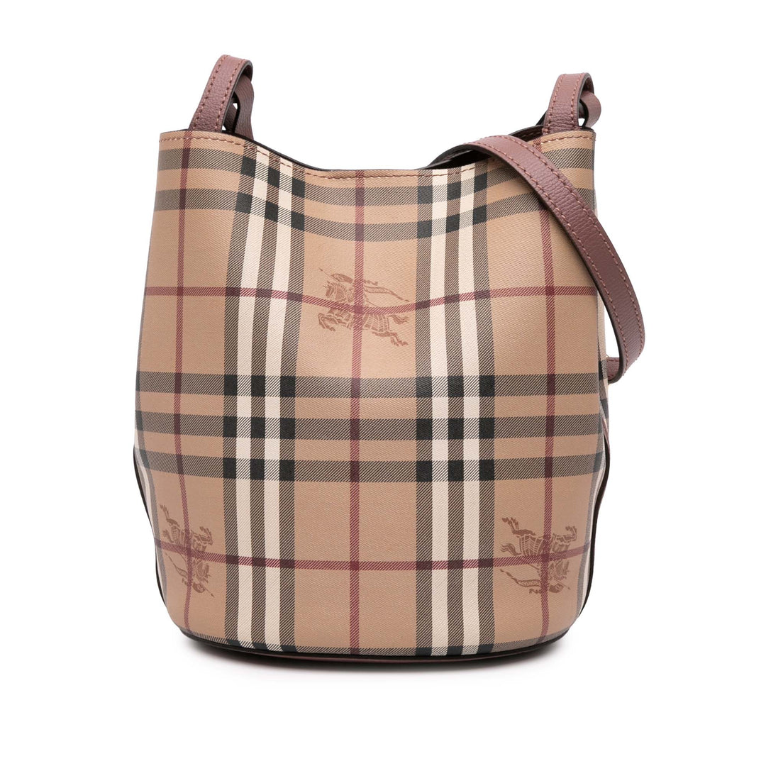 Haymarket Check Coated Canvas Lorne Bucket Bag Brown - Gaby Paris