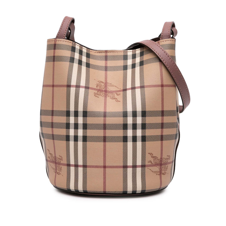 Haymarket Check Coated Canvas Lorne Bucket Bag Brown - Gaby Paris