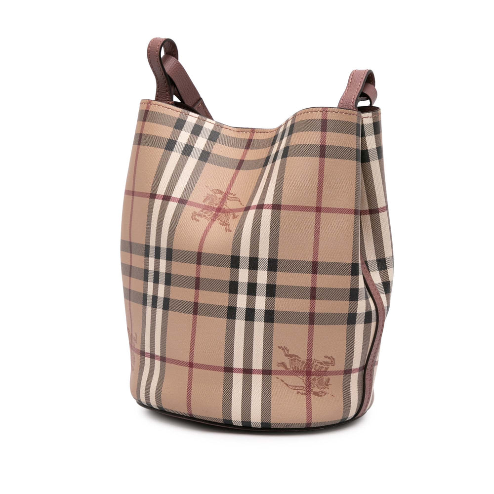 Haymarket Check Coated Canvas Lorne Bucket Bag Brown - Gaby Paris