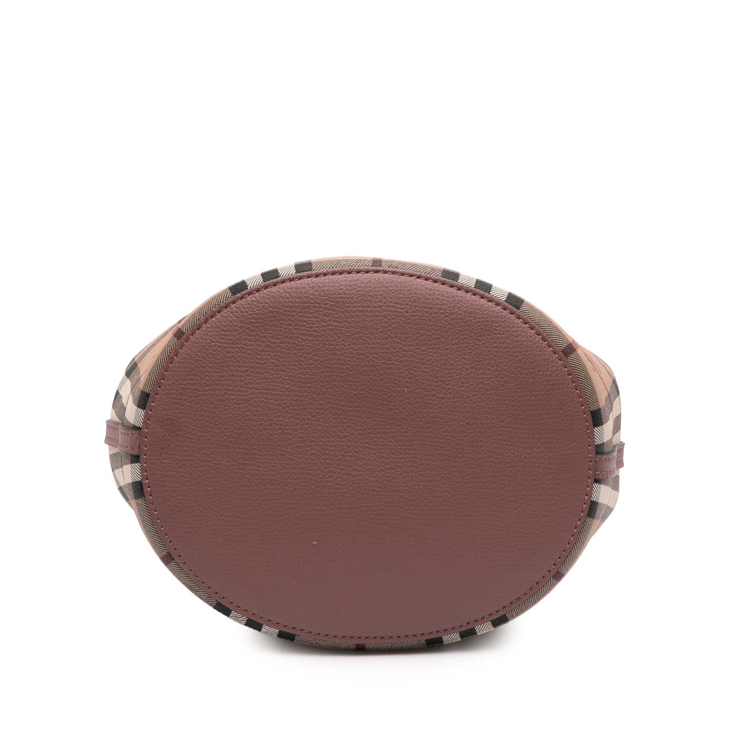 Haymarket Check Coated Canvas Lorne Bucket Bag Brown - Gaby Paris
