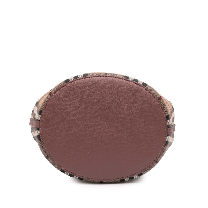 Haymarket Check Coated Canvas Lorne Bucket Bag Brown - Gaby Paris